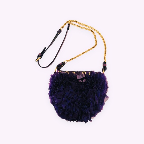 LIKE NEW Juicy Couture Silk Chiffon & Leather Pouchette Bag - Picture 12 of 12